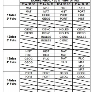 HORÁRIOS EXAME FINAL - ENS. FUND 2 E MÉDIO