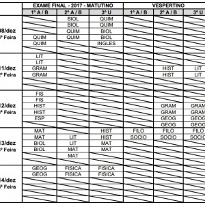 HORÁRIOS EXAME FINAL - ENS. FUND 2 E MÉDIO