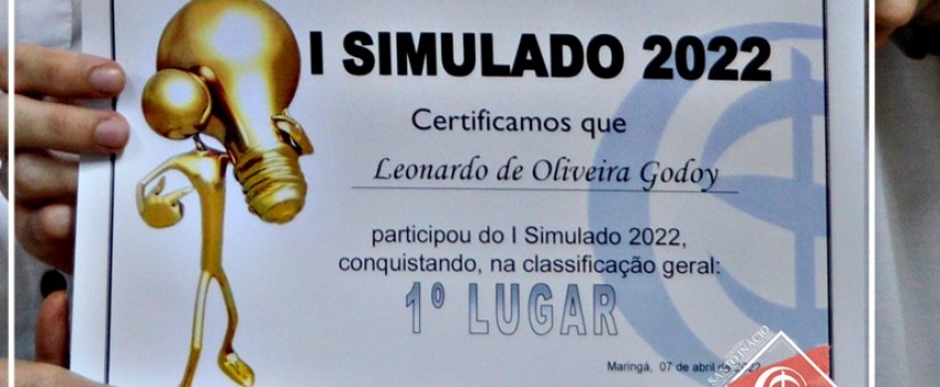 ENTREGA DOS CERTIFICADOS DO 1º SIMULADO DE 2022